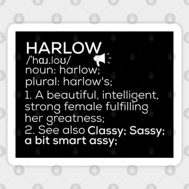 Harlow Name Harlow Definition Harlow Female Name Harlow Meaning Sticker by TeeLogic